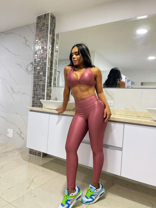 RL Fitness Branded Feaux Leather Two Piece