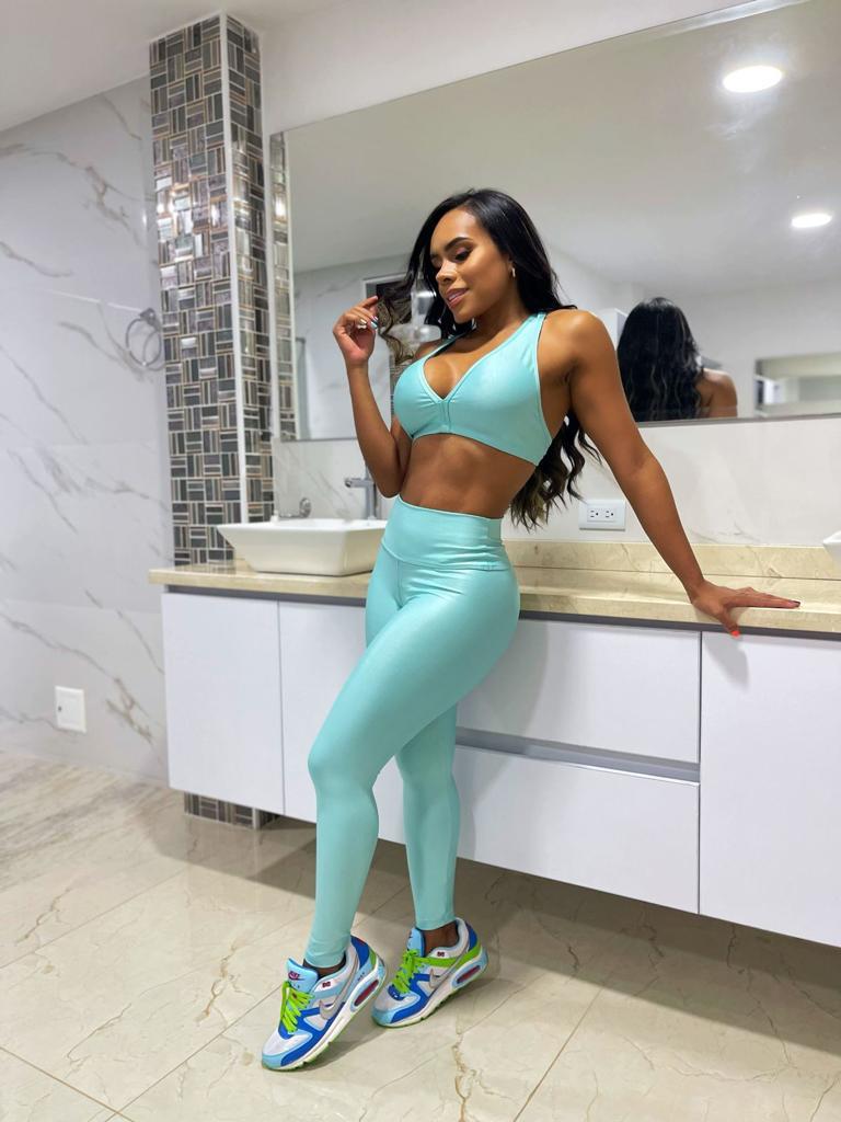 RL Fitness Branded Feaux Leather Two Piece