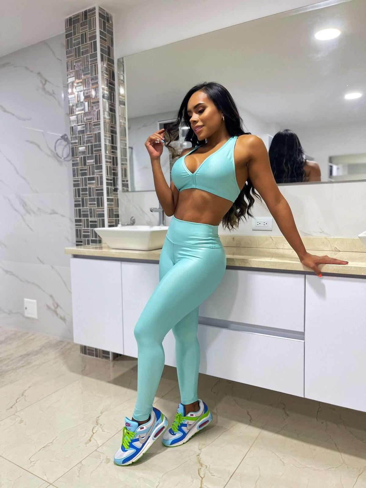 RL Fitness Branded Feaux Leather Two Piece
